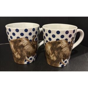 World Market Blue Elephant Ceramic Coffee Mugs Mug Geo Safari 12 Oz Set Of 2
